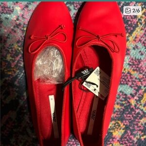 Zara Women's Bright Red Loafers
